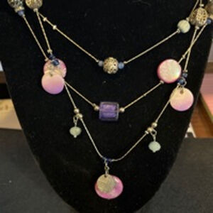 Women's Necklace One Size Silver Purple